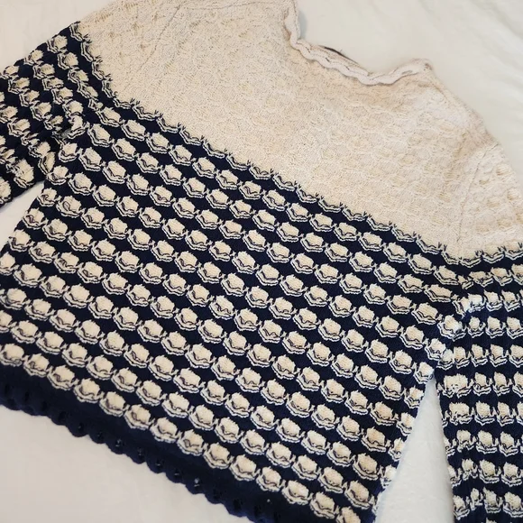 J. Crew Cream and Navy Cardigan Sweater - Picture 8 of 15